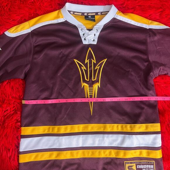 Arizona State Sun Devils Vintage Colosseum LaceUp NCAA College Hockey Jersey ASU - Picture 2 of 4